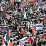 مظاهرات حاشدة في بريطانيا تطالب بدعم الفلسطينيين وفرض عقوبات على اسرائيل / صور