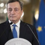 Mario Draghi holds a press conference
