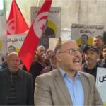 أمام مقر وزارة العدل: أنصار النهضة ينددون بايقاف علي العريض ويطالبون باطلاق سراحه
